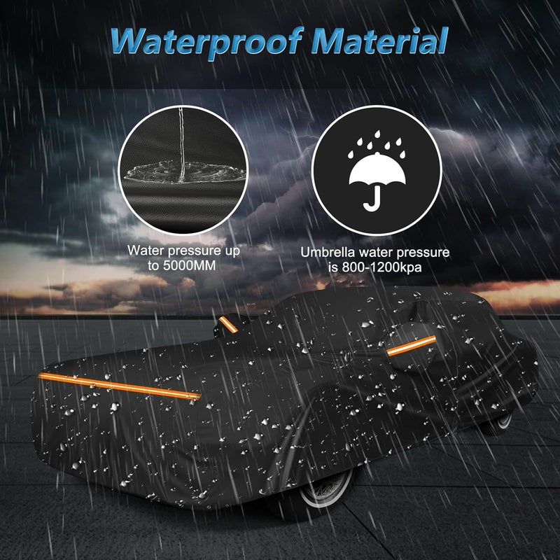 BIGACOVER Car Cover for Cadillac Eldorado Biarritz/Brougham/Fleetwood/Convertible 1979-1985 1992-2002, Waterproof 210D Oxford Cloth and Cotton Cover Outdoor Car Cover Windproof Heavy Duty All Weather - Image 5